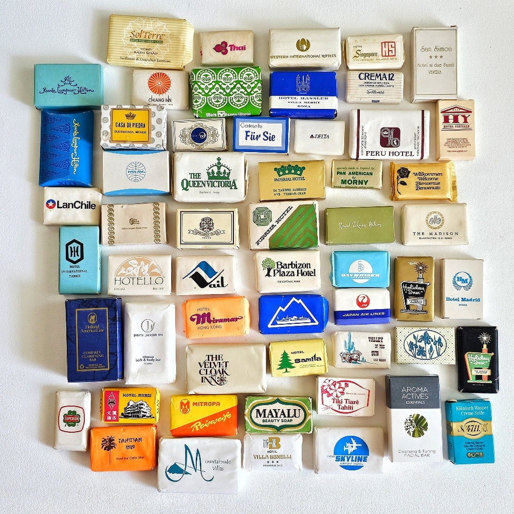 Collector's Ephemera Lot 50+ Vintage Hotel & Airline Soaps from Around the World